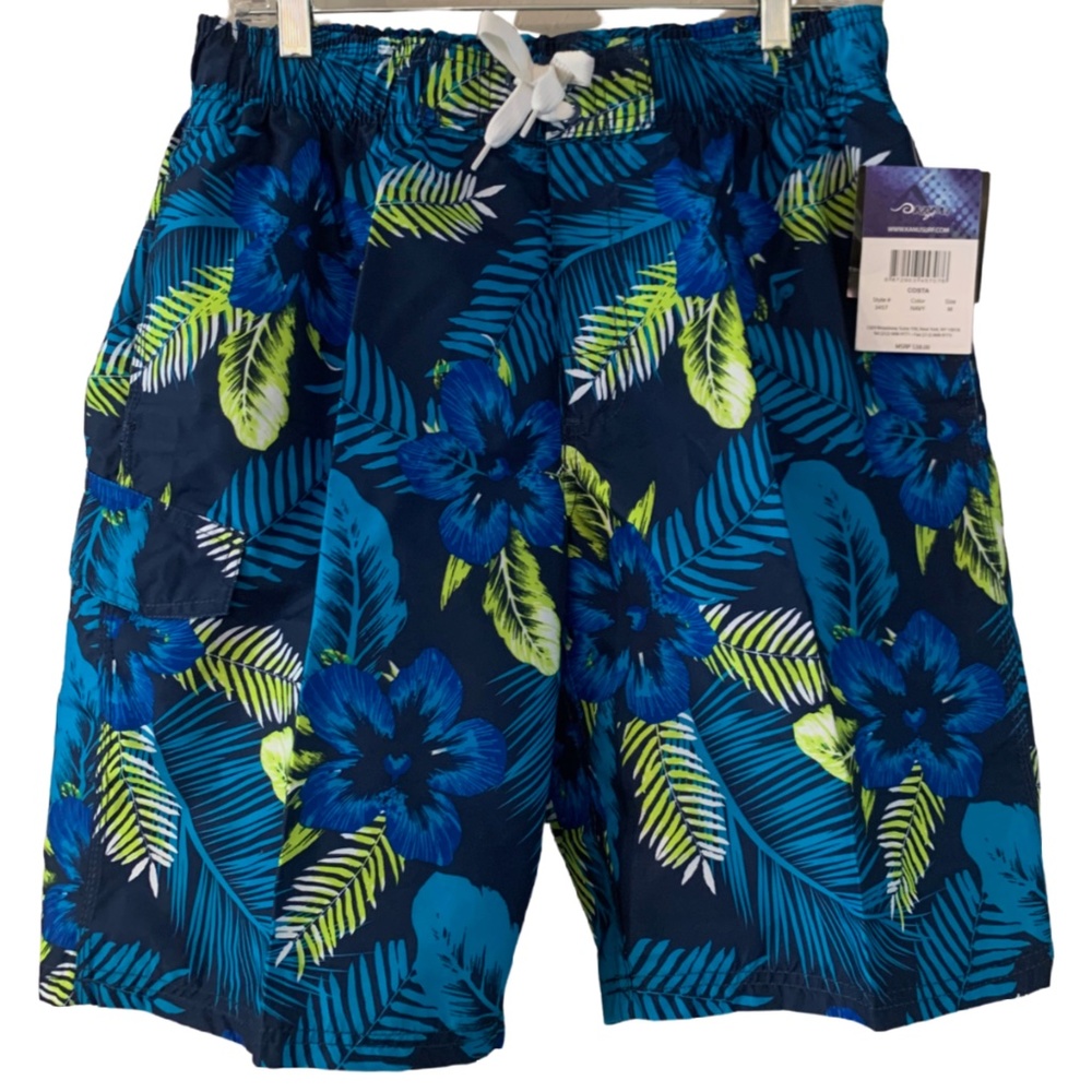 Kanu Surf Board Shorts Swim Trunks Size Medium Tropical Pockets Brief Lining NWT
